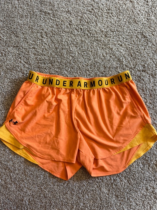 Under Armour Pants - Under Armour Women’s Bright Orange Athletic Shorts with Yellow Waistband